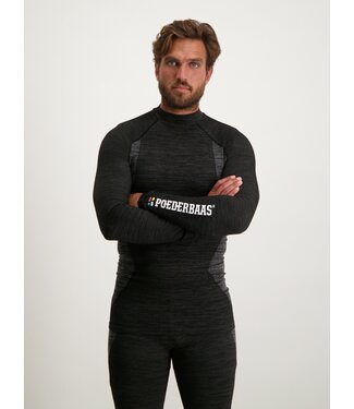 Poederbaas Technisches Thermo-Shirt für Herren mit langen Ärmeln – Schwarz