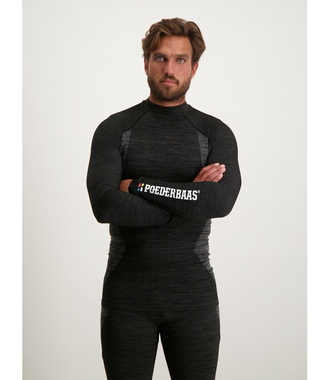 Poederbaas Technisches Thermo-Shirt für Herren mit langen Ärmeln – Schwarz