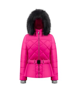 Crivit Ski Snow Winter Hooded Pink Gray Reflective Jacket Size 10-12Y