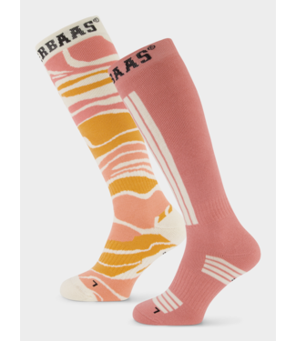 Chaussettes de ski Lot de 2 Chaussettes de sports d'hiver Femme - Rose Zèbre