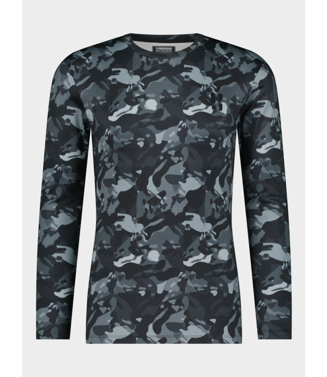 Poederbaas Herren-Thermoshirt Camo – Schwarz