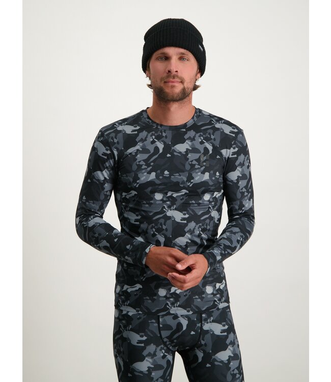 Poederbaas Herren-Thermoshirt Camo – Schwarz