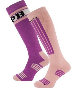 Poederbaas Chaussettes de sports d'hiver Femme - Rose - 2 paires