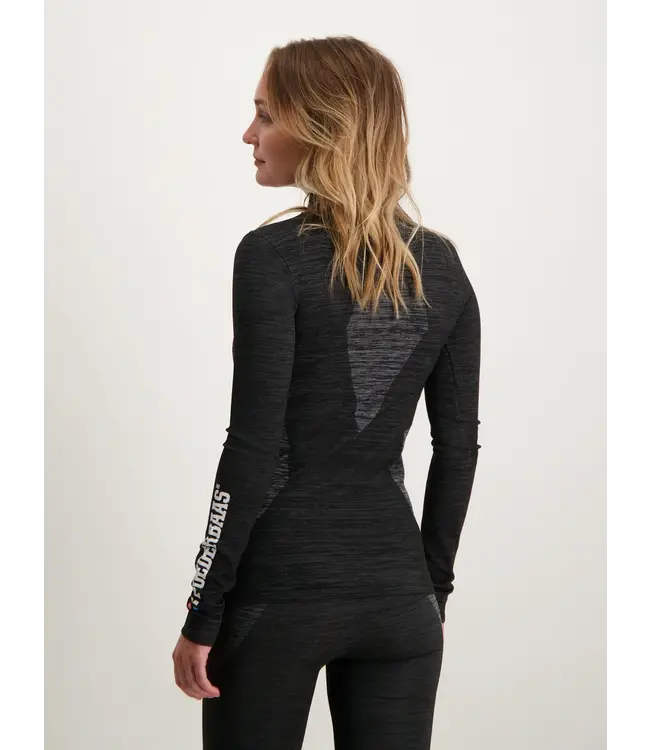 Poederbaas Technisches Thermo-Shirt mit langen Ärmeln – Damen – Schwarz