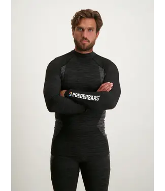 Poederbaas Heren Technisch Thermo Shirt Lange Mouw - Zwart