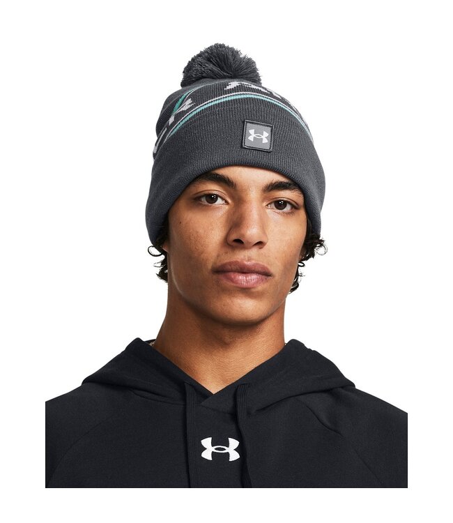 Under Armour UA Heren Halftime Pom Beanie-Pitch Grijs