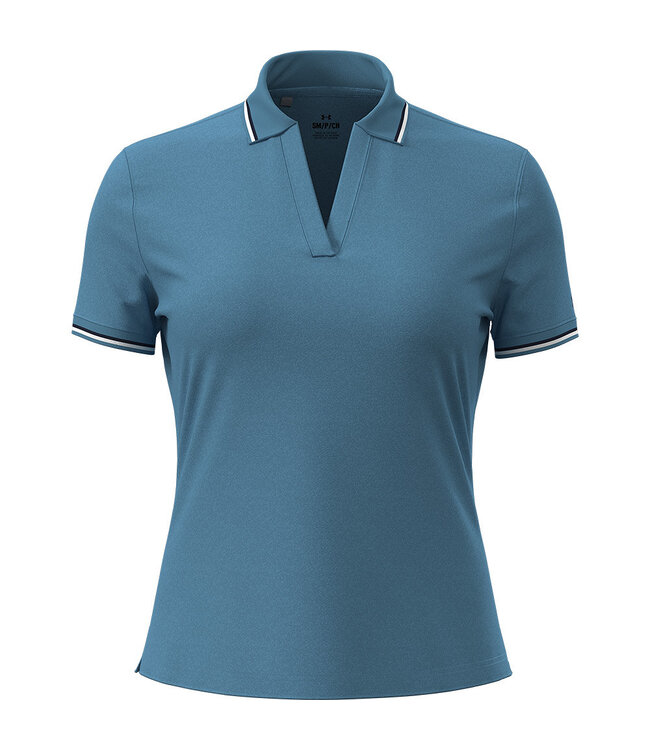 Under Armour Polo de golf Drive SS Rib para mujer, color azul éter