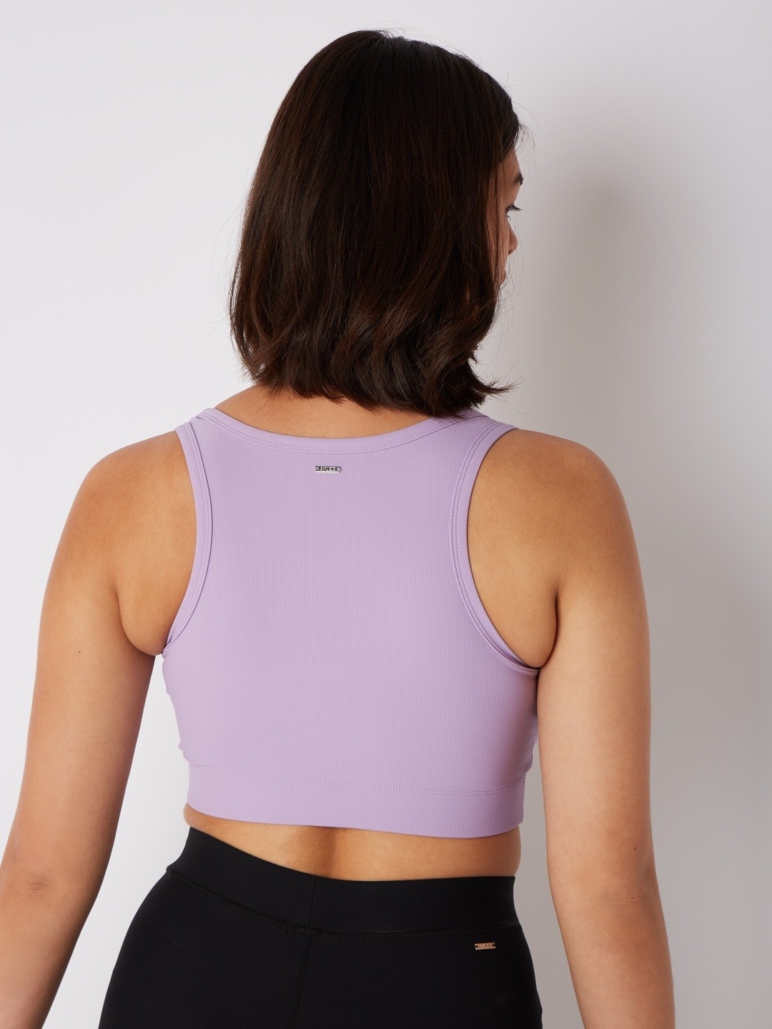 RIBBED SPORTY CROP TOP LILAS