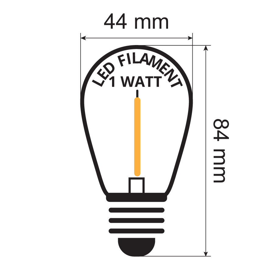 witte filament lampen met transparante kap - 1 watt - PrikkabelLED.nl