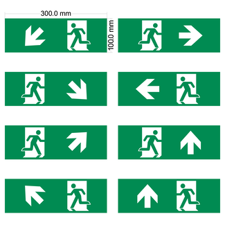 Pictogrammen set voor opbouw noodverlichtingarmaturen