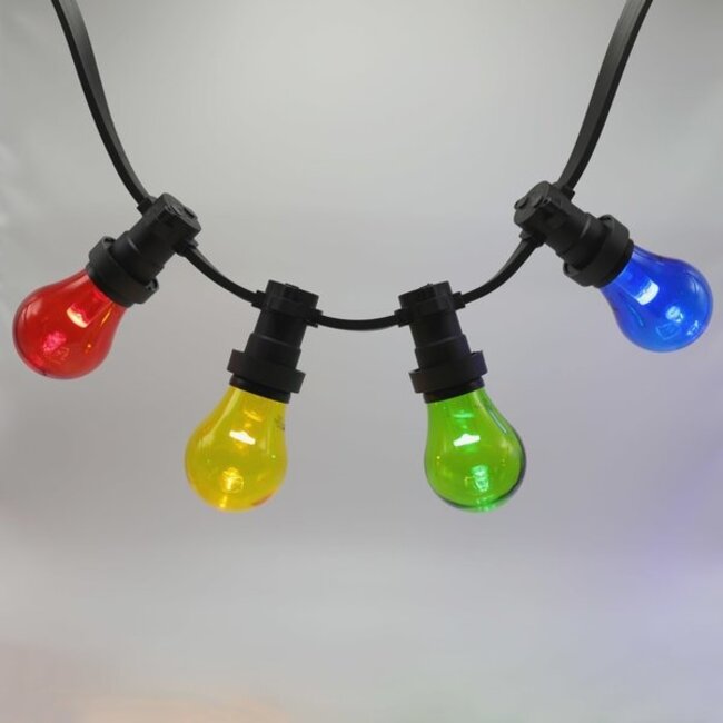 Complete prikkabel set met 4 kleuren LED lampen met grote kap