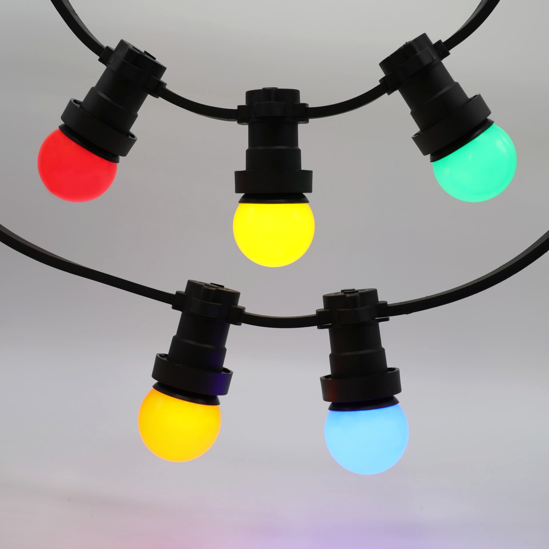 Complete prikkabel set met mix van 5 gekleurde lampen van 1 watt PrikkabelLED.nl