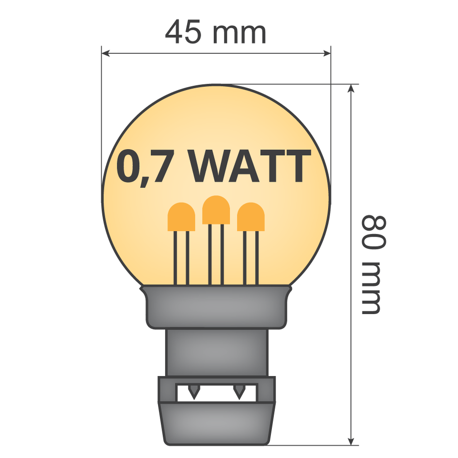 Priklamp - 0,7W warm wit op stokjes (geen E27 fitting)