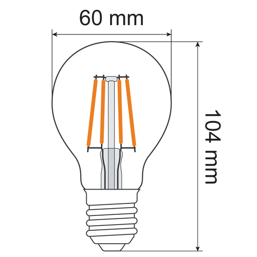 4,5W & 7W filament lamp, 2700K, helder glas Ø60 - dimbaar