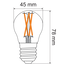 2,5W & 4,5W filament lamp, 2200-4000K, helder glas Ø45, dim-to-warm