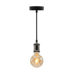 Moderne glanzende zwarte snoerpendel incl. 5W XL lamp, amber glas, 1800K, Ø95
