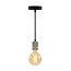 Industriële zilveren snoerpendel incl. 5W XL lamp, amber glas, 1800K, Ø95