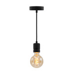 Industriële mat zwarte snoerpendel incl. 5W XL lamp, amber glas, 1800K, Ø95
