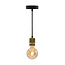 Industriële gouden snoerpendel incl. 5W XL lamp, amber glas, 1800K, Ø95