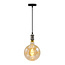Moderne zilveren snoerpendel incl. 8,5W tot 10W XXXL lamp, amber glas, 2000K, Ø200