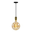 Industriële gouden snoerpendel incl. 8,5W tot 10W XXXL lamp, amber glas, 2000K, Ø200