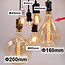 Industriële gouden snoerpendel incl. 8,5W tot 10W XXL lamp, amber glas, 2000K, Ø160