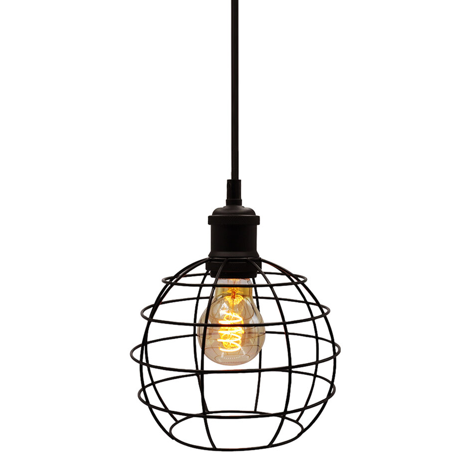 Hanglamp Hugo incl. 5W spiraal lamp, amber glas, 1800K, Ø60