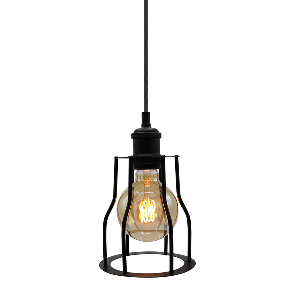 Hanglamp Diego incl. 5W spiraal lamp, amber glas, 1800K, Ø95