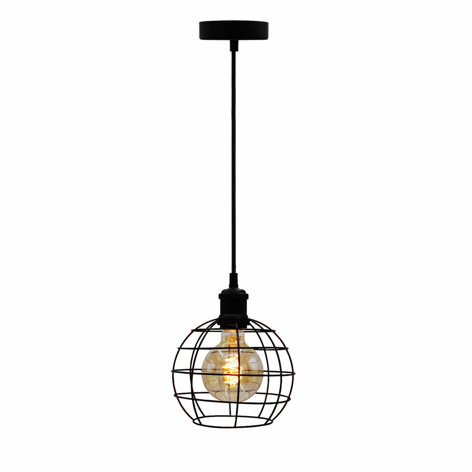 Hanglamp Hugo incl. 5W spiraal lamp, amber glas, 1800K, Ø95