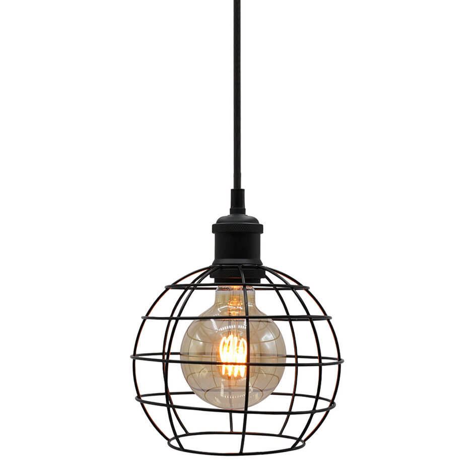 Hanglamp Hugo incl. 5W spiraal lamp, amber glas, 1800K, Ø95