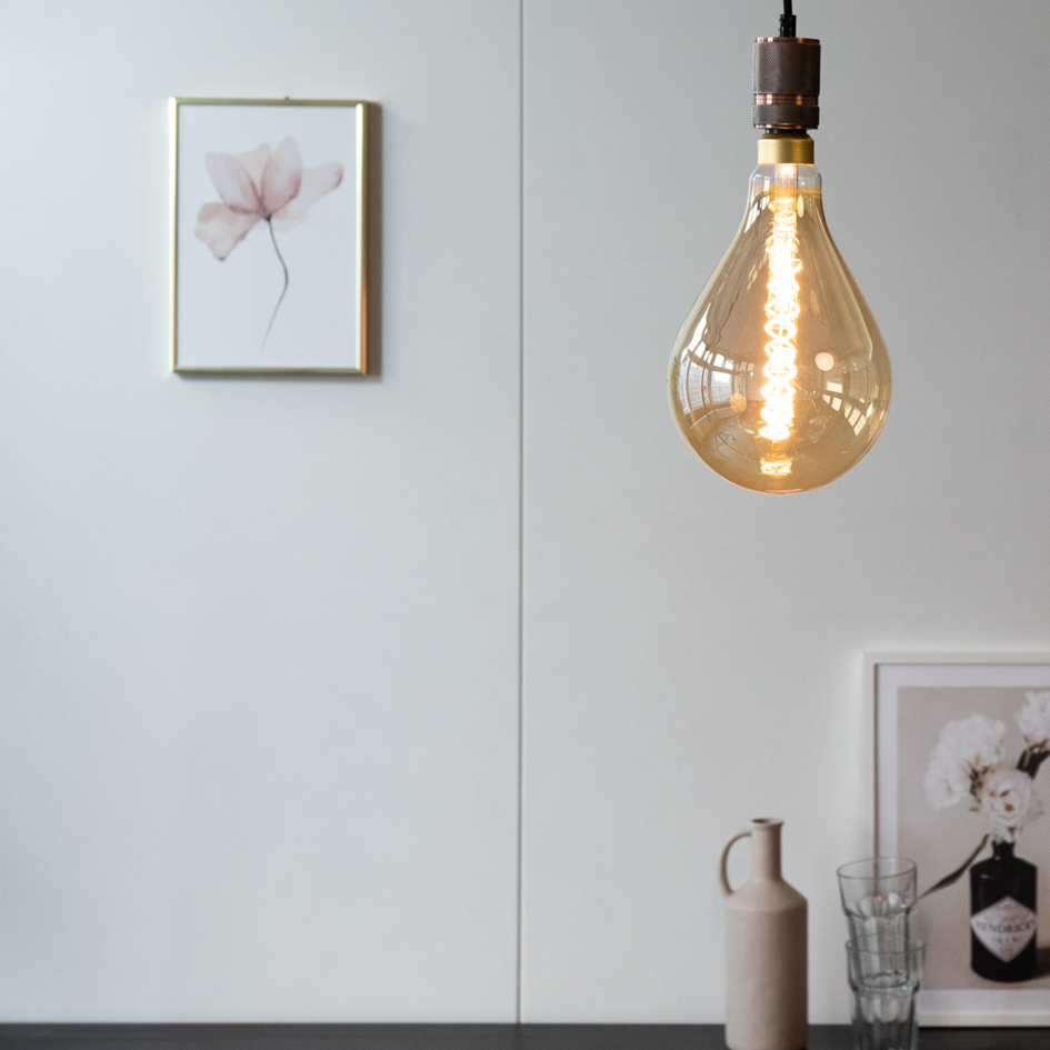 Industriële snoerpendel roségoud