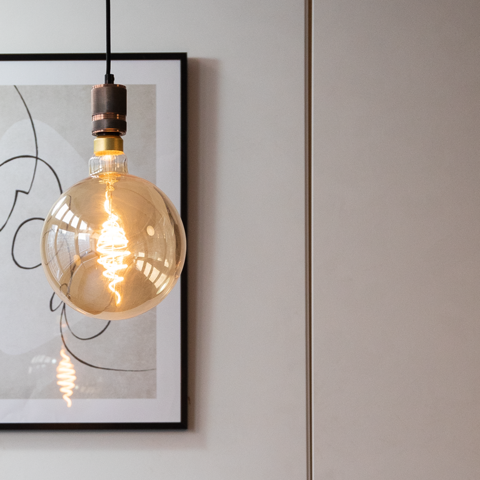 Industriële snoerpendel roségoud