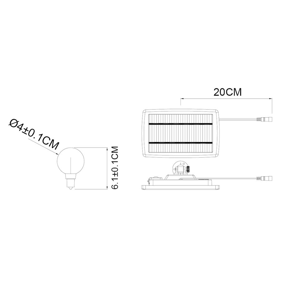 Solar lichtsnoer 10 meter 20 kleine ronde lampjes, 3W zonnepaneel (IP20 lampen)
