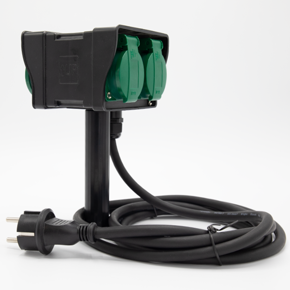 Tuincontactdoos met grondpin, 4-voudig