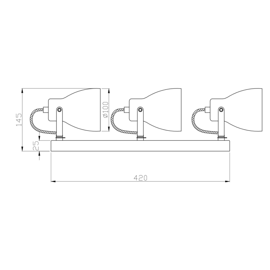 Plafondlamp beton grijs met 3 spots - Ralph