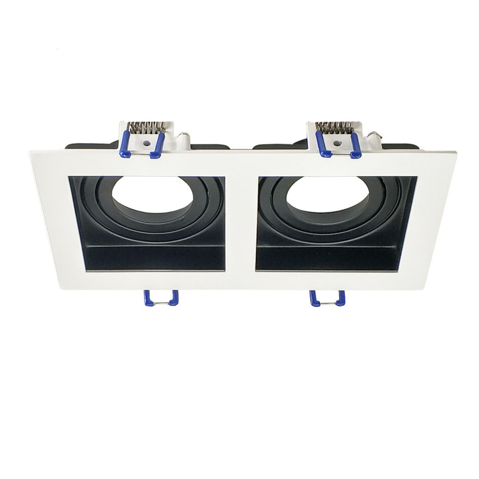 Moderne kantelbare inbouwspot 2-lichts zwart met wit - Eli