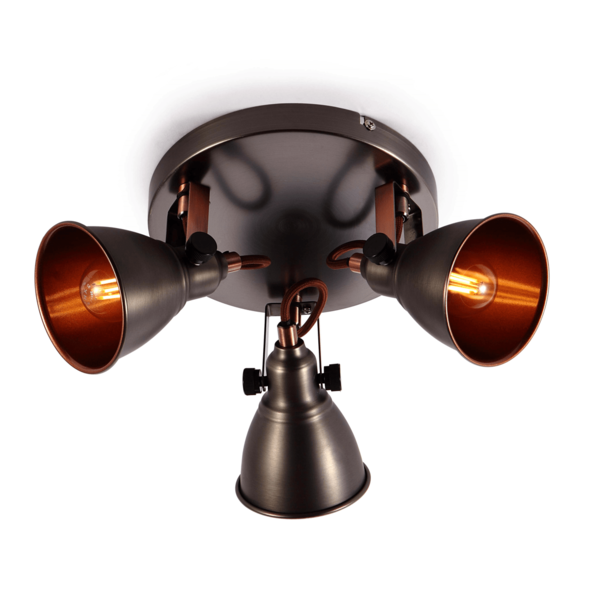 Industriële spot Illinois 3-lichts - antiek brons