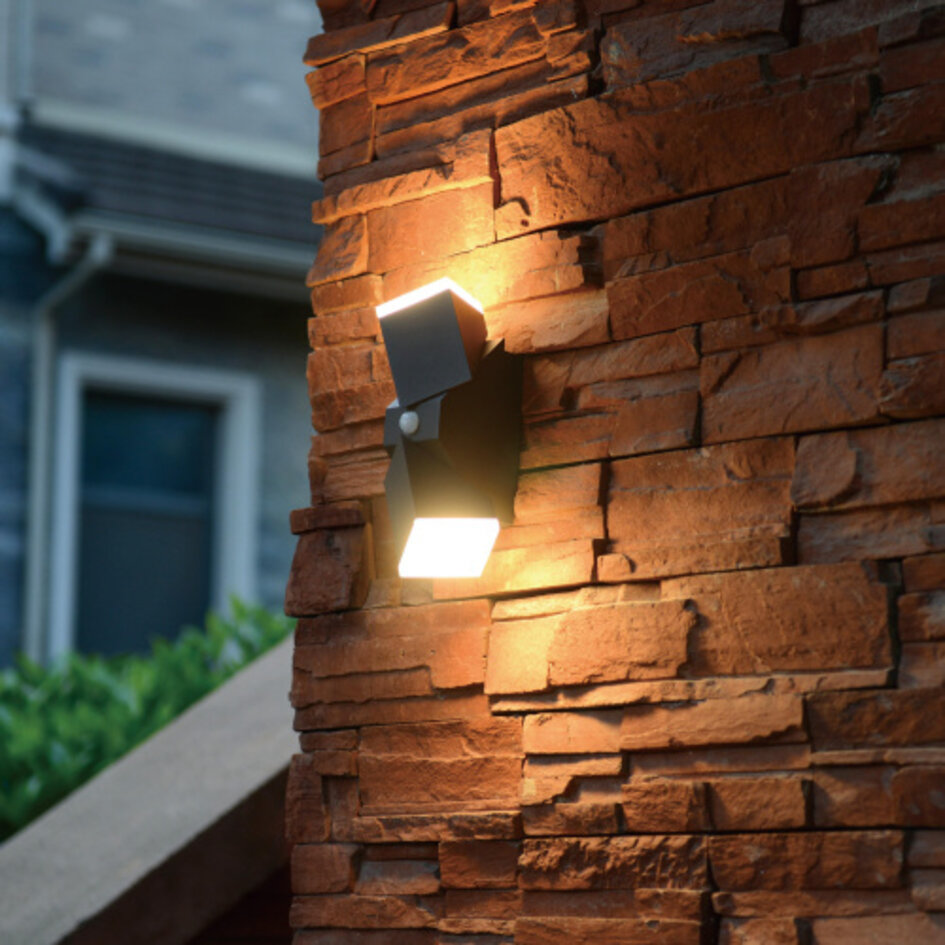 Verstelbare wandlamp Michael 2-lichts met sensor - zwart