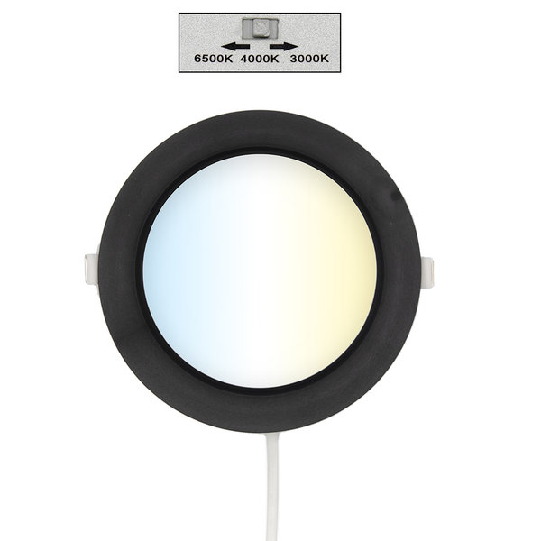 12W ronde LED downlight met CCT switch 3000K/4000K/6500K - Ø170mm -  PrikkabelLED.nl