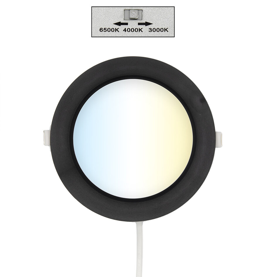 12W ronde LED downlight met CCT switch 3000K/4000K/6500K - Ø170mm