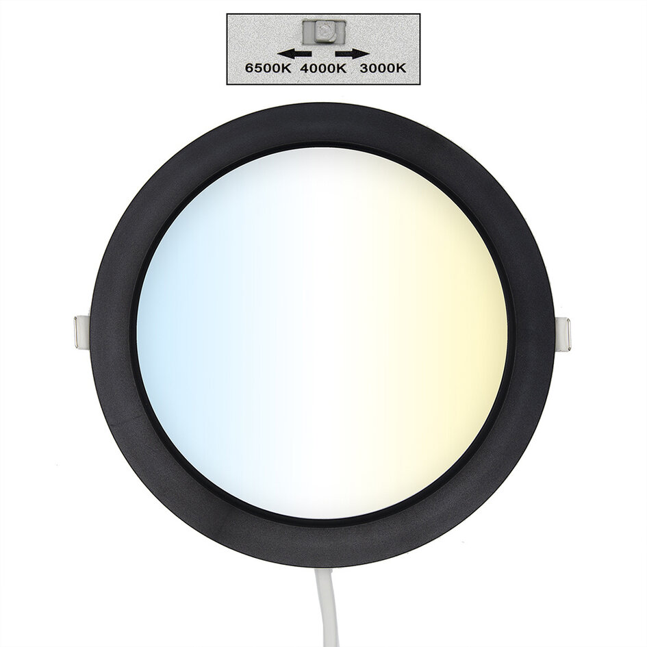 18W ronde LED downlight met CCT switch 3000K/4000K/6500K - Ø225mm