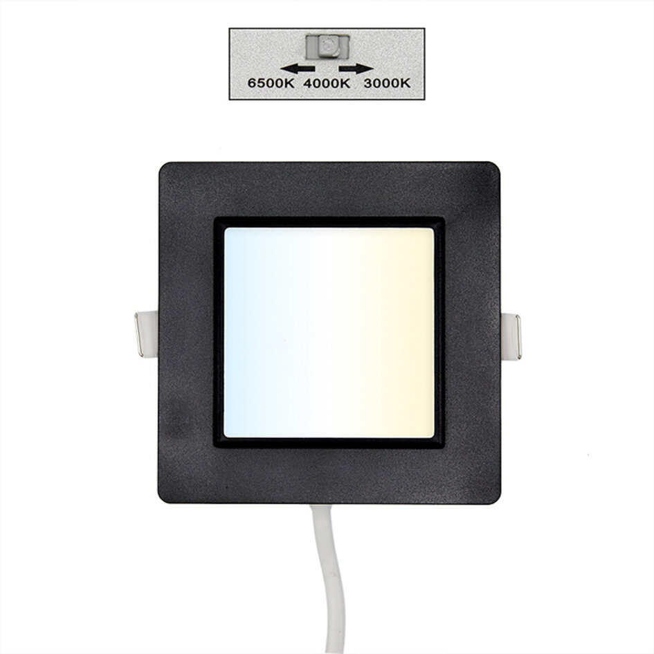 6W vierkante downlight met CCT switch 3000K/4000K/6500K - 120 x 120 mm