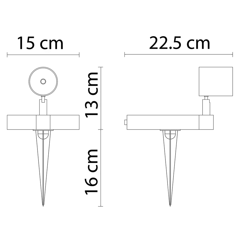 Zwarte solar prikspot buitenlamp - Valerio