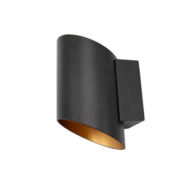 Moderne wandlamp zwart met goud - Lee