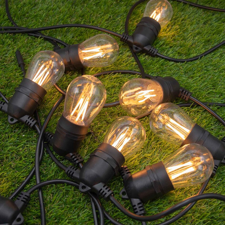 Solar lichtsnoer 10 meter 10 lampjes met W-vorm, 10W zonnepaneel