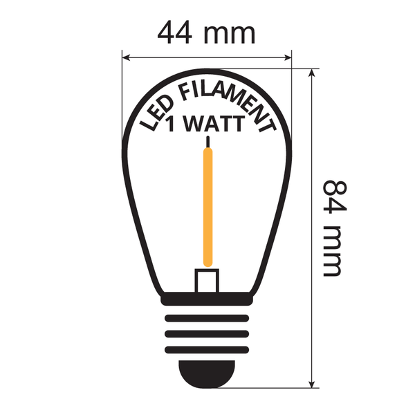 Jurassic Park Vervolg Kudde Dimbare 1 watt filament lamp van kunststof: 15 of 25 pack - PrikkabelLED.nl