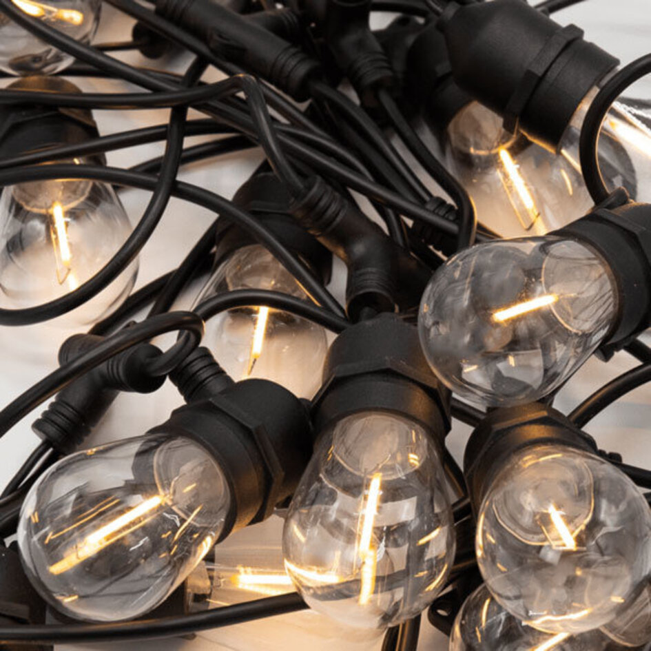 Solar lichtsnoer 10 meter 10 lampjes met hangende fitting  (4cm, 6cm, 8cm), 3W zonnepaneel