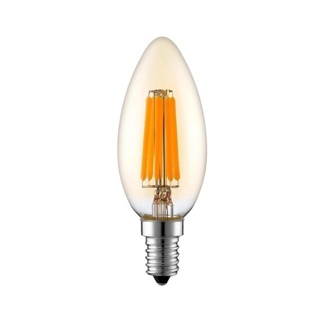 E14 dimbare LED filament kaarslamp met amber glas | 3.5W 2200K