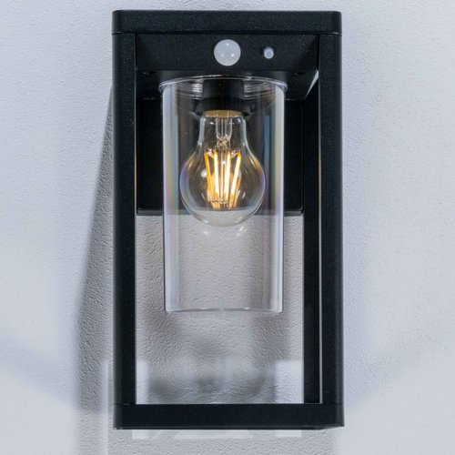 Moderne solar wandlamp buiten zwart met sensor - Lumi