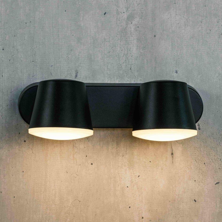 Moderne buitenwandlamp Moderne buitenwandlamp Marley 2-lichts - zwartMarley rond - zwart